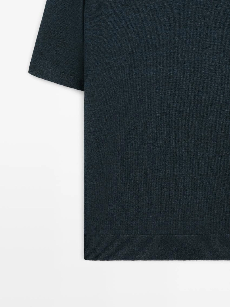 Поло-свитер с v-образным вырезом из льна