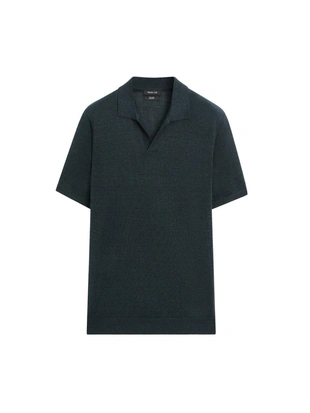 Поло-свитер с v-образным вырезом из льна- Заказать в России