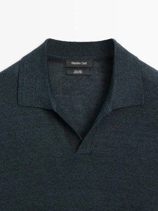 Поло-свитер с v-образным вырезом из льна- Заказать в России