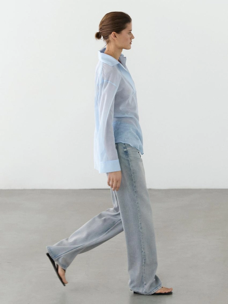 Рубашка из хлопка с воротником и деталями