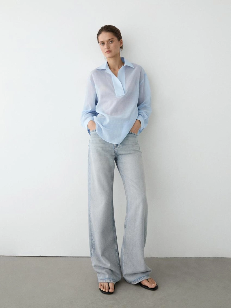 Рубашка из хлопка с воротником и деталями