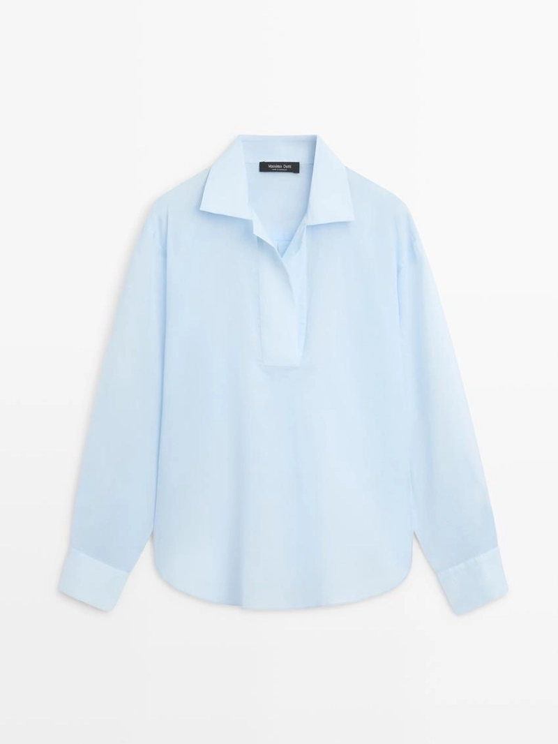 Рубашка из хлопка с воротником и деталями