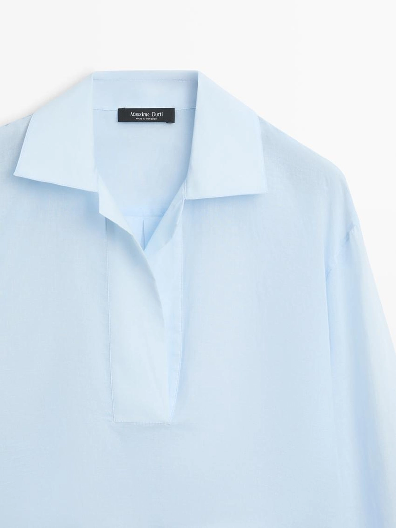 Рубашка из хлопка с воротником и деталями