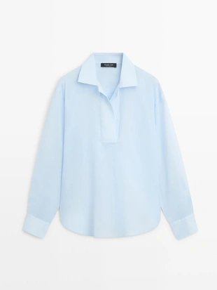 Рубашка из хлопка с воротником и деталями- Заказать в России