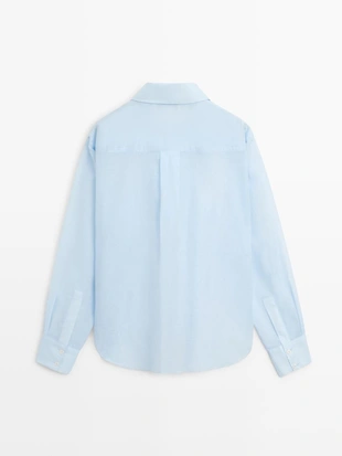 Рубашка из хлопка с воротником и деталями- Заказать в России