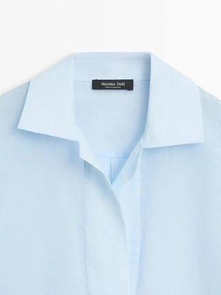 Рубашка из хлопка с воротником и деталями- Заказать в России