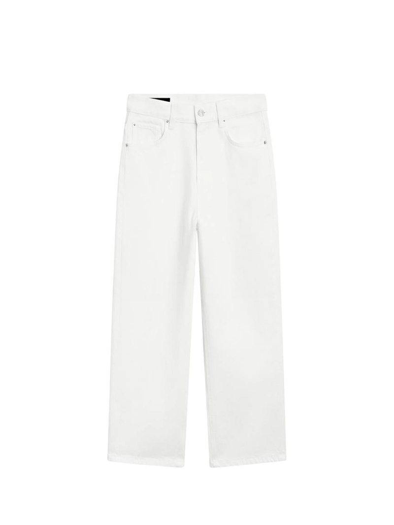 Джинсы с завышенной талией и широкими укороченными брючинами