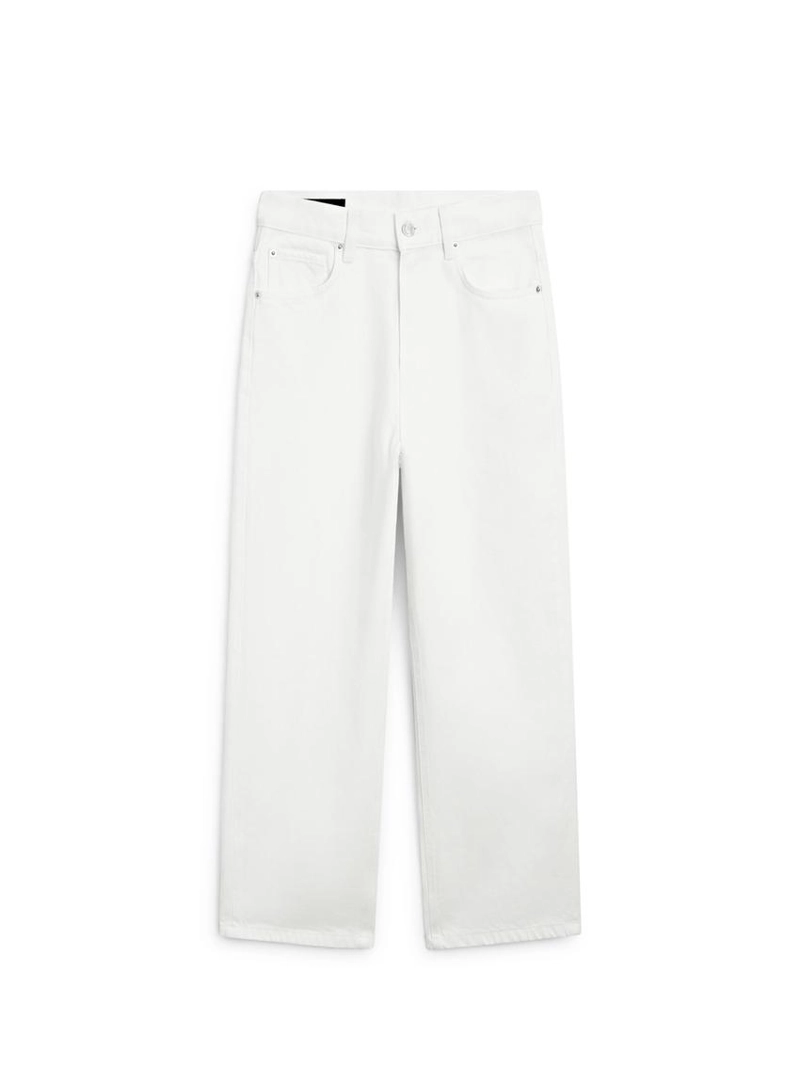 Джинсы с завышенной талией и широкими укороченными брючинами