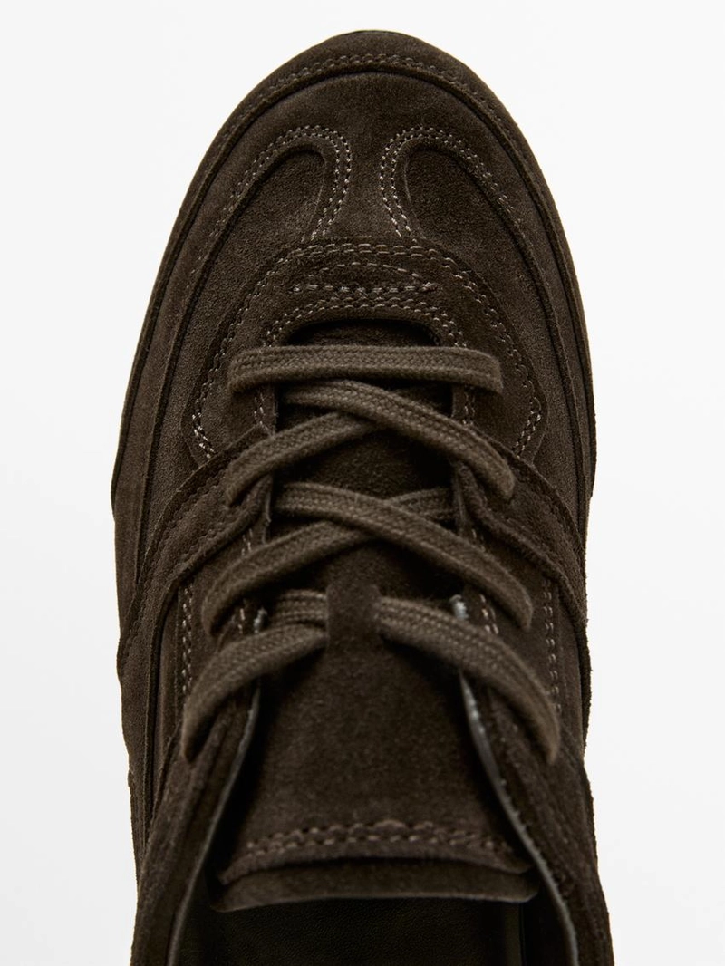 Кроссовки из разделанной кожи с деталями из кожи