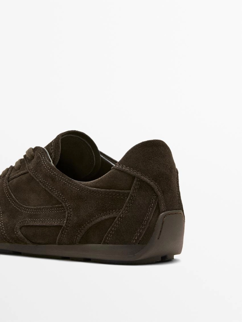 Кроссовки из разделанной кожи с деталями из кожи