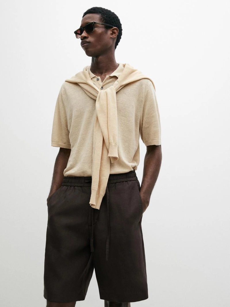 100% льняные шорты бермуды