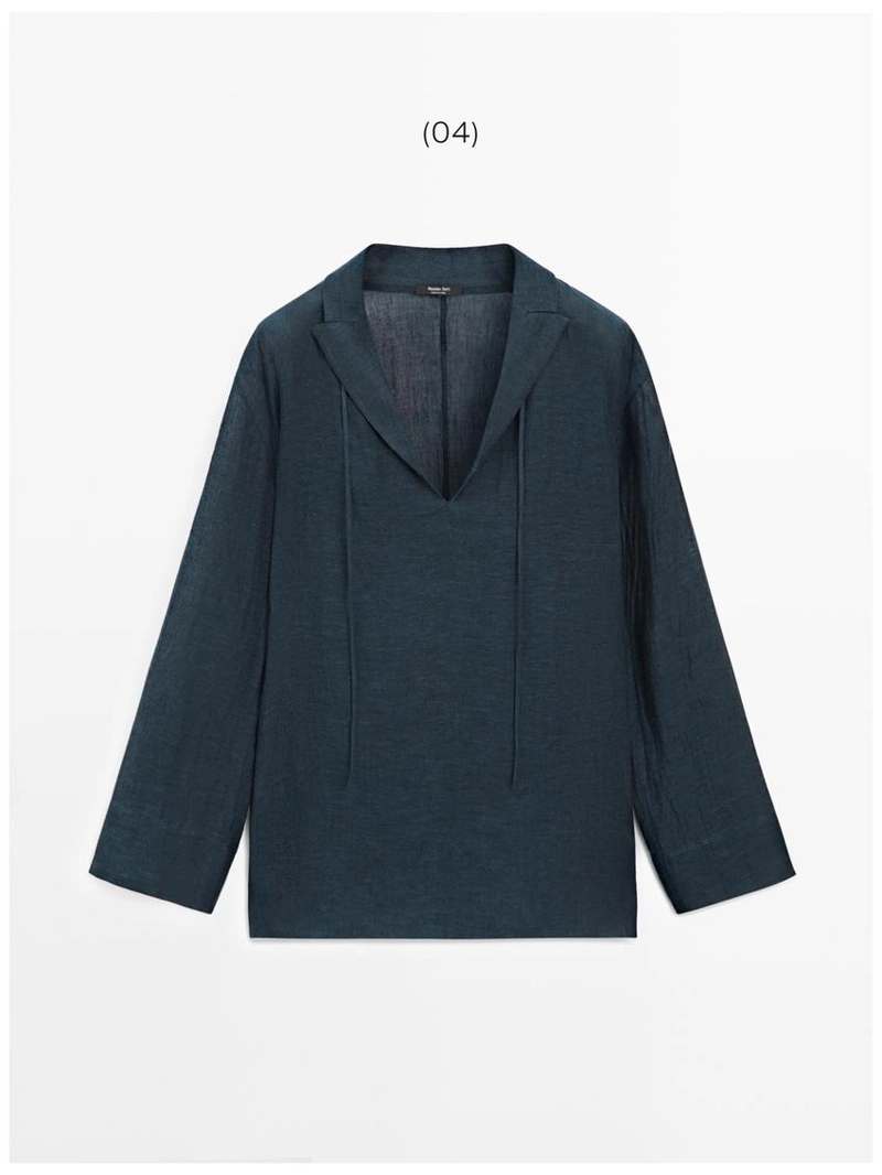 Блузка с воротником из 100% льна