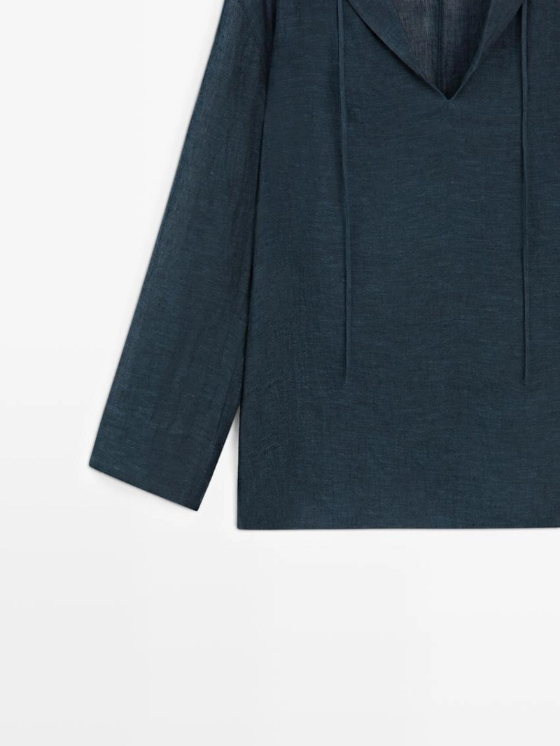 Блузка с воротником из 100% льна