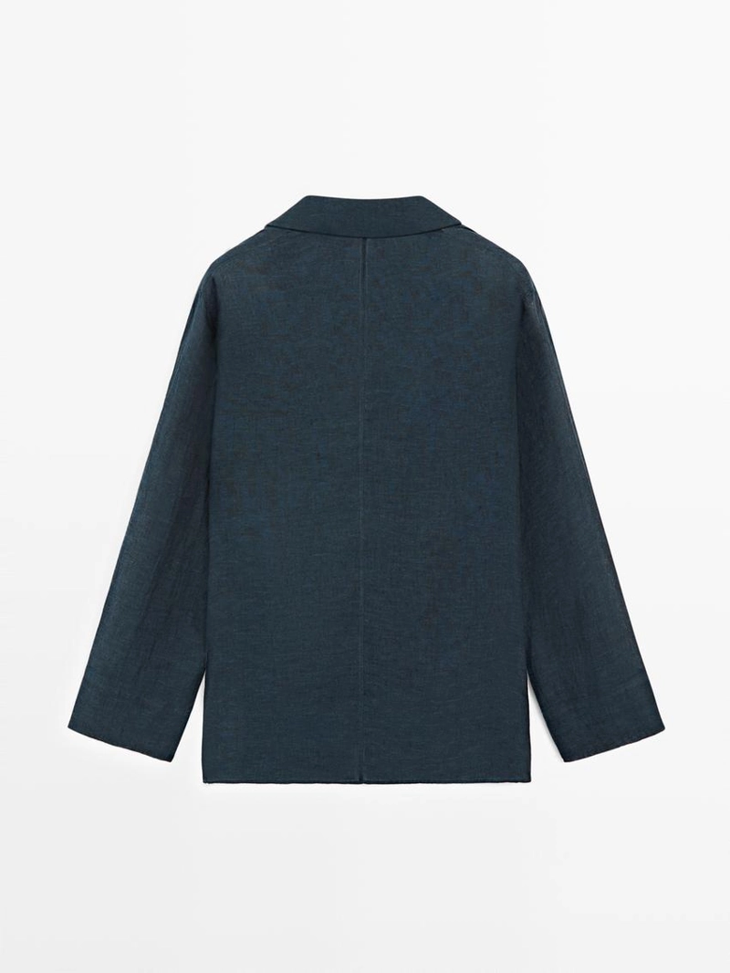 Блузка с воротником из 100% льна