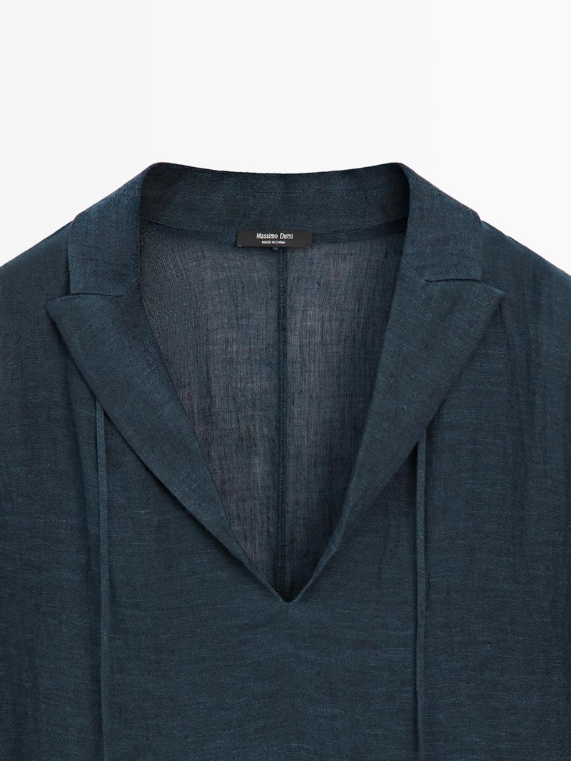 Блузка с воротником из 100% льна