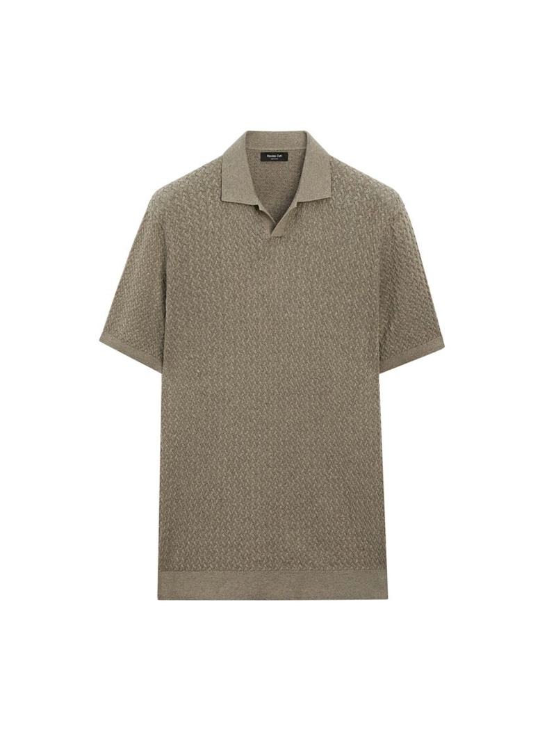 Поло с v-образным вырезом и косым трикотажем