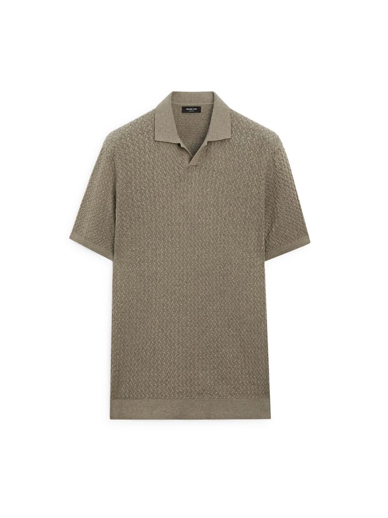 Поло с v-образным вырезом и косым трикотажем