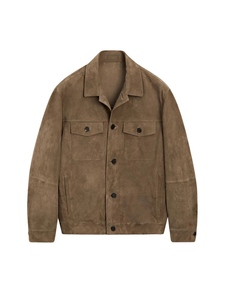 Куртка из кожи с эффектом потертостей и карманами