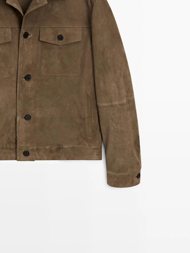 Куртка из кожи с эффектом потертостей и карманами