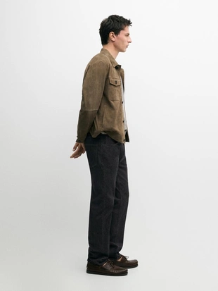 Куртка из кожи с эффектом потертостей и карманами- Заказать в России