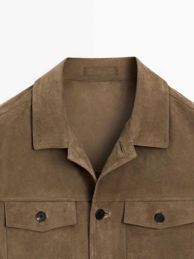 Куртка из кожи с эффектом потертостей и карманами