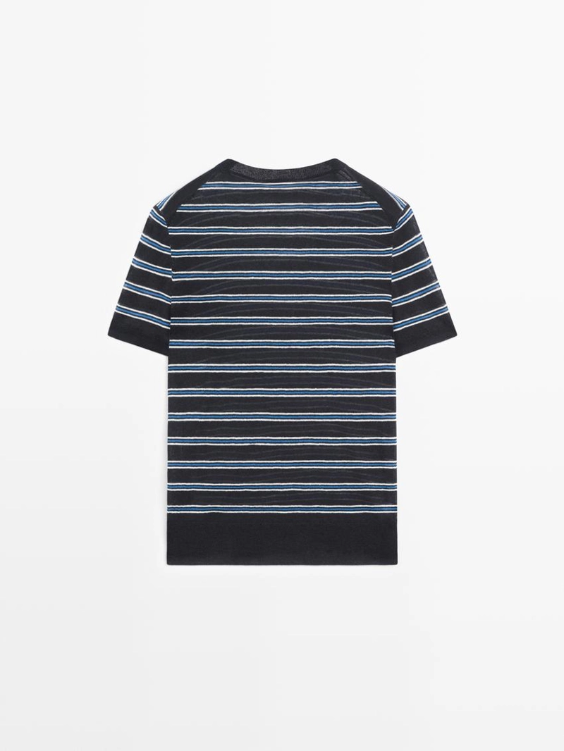 Свитер с коротким рукавом и полосатыми деталями