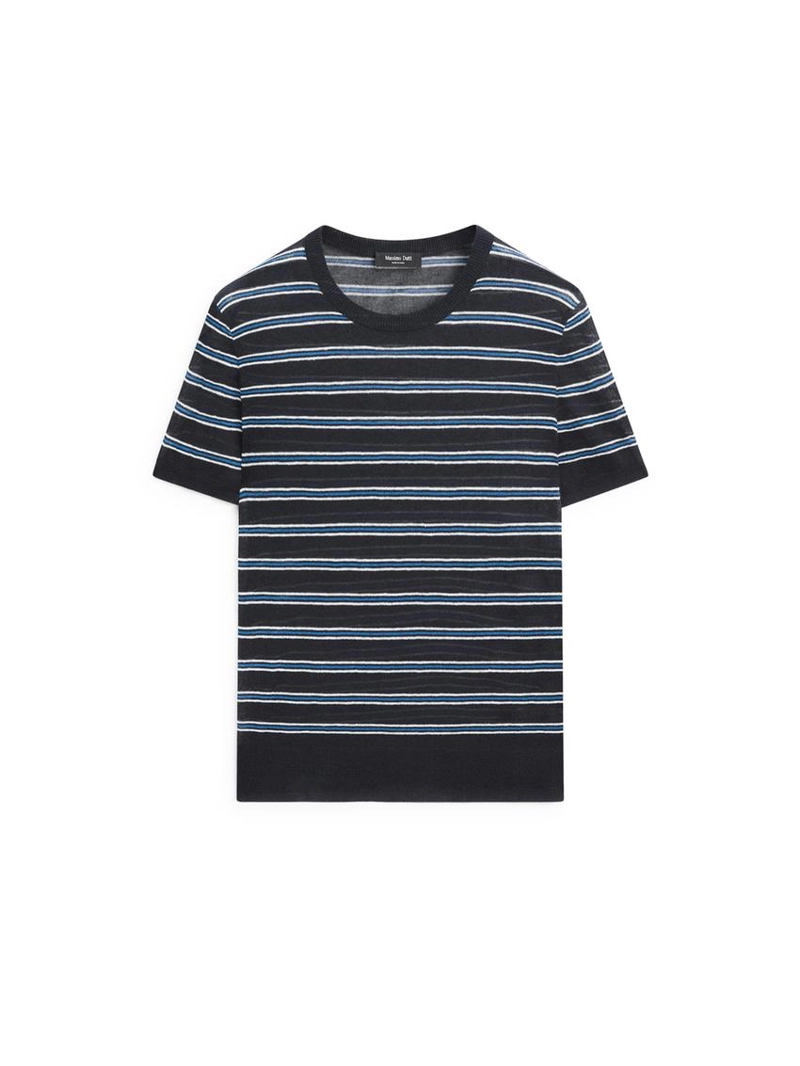 Свитер с коротким рукавом и полосатыми деталями