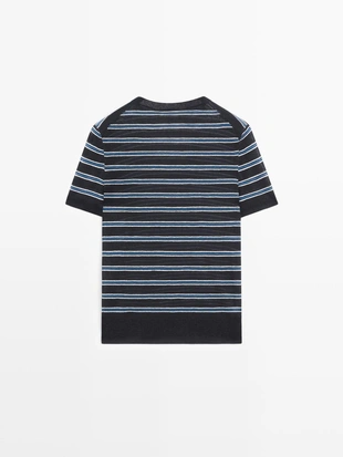 Купить Massimo Dutti Свитер с коротким рукавом и полосатыми деталями