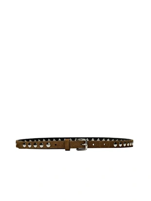 Тонкий кожаный ремень с заклепками- Заказать в России