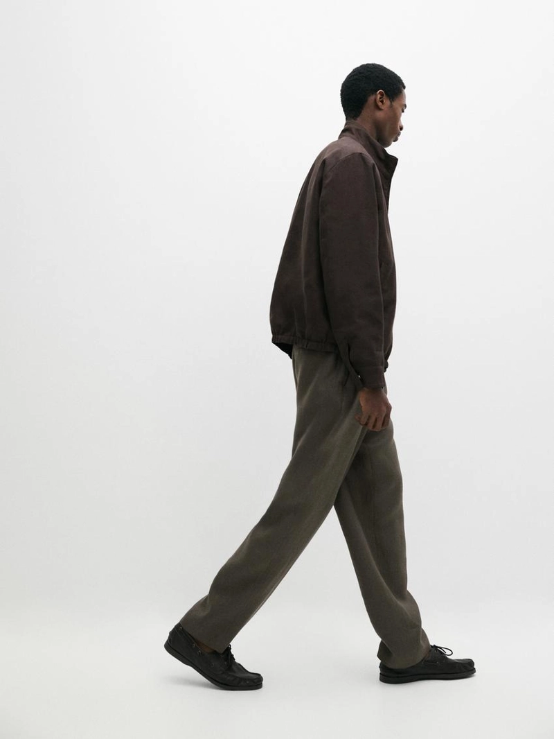 Льняные брюки с деталями из рыбьего кости