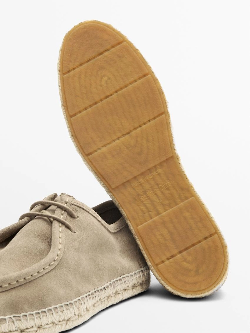 Туфли из разделанной кожи с мокрым носком и подошвой из джута