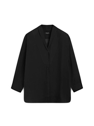 Рубашка из тонкой полупрозрачной ткани с деталями на груди- Заказать в России