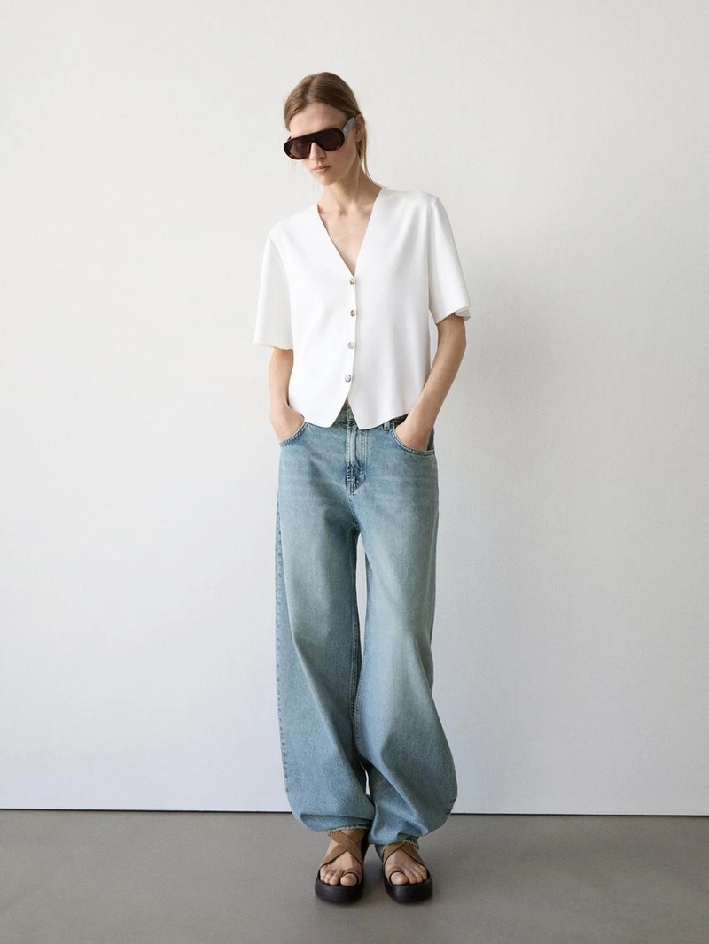 Кардиган с коротким рукавом и пуговицами