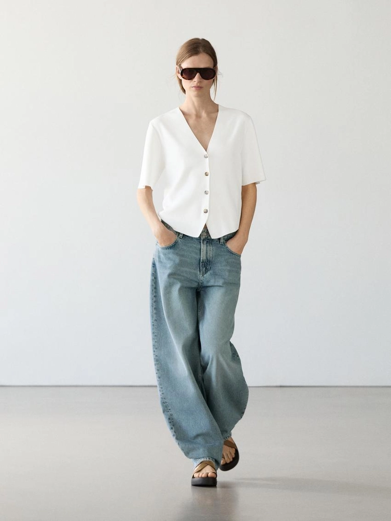 Кардиган с коротким рукавом и пуговицами