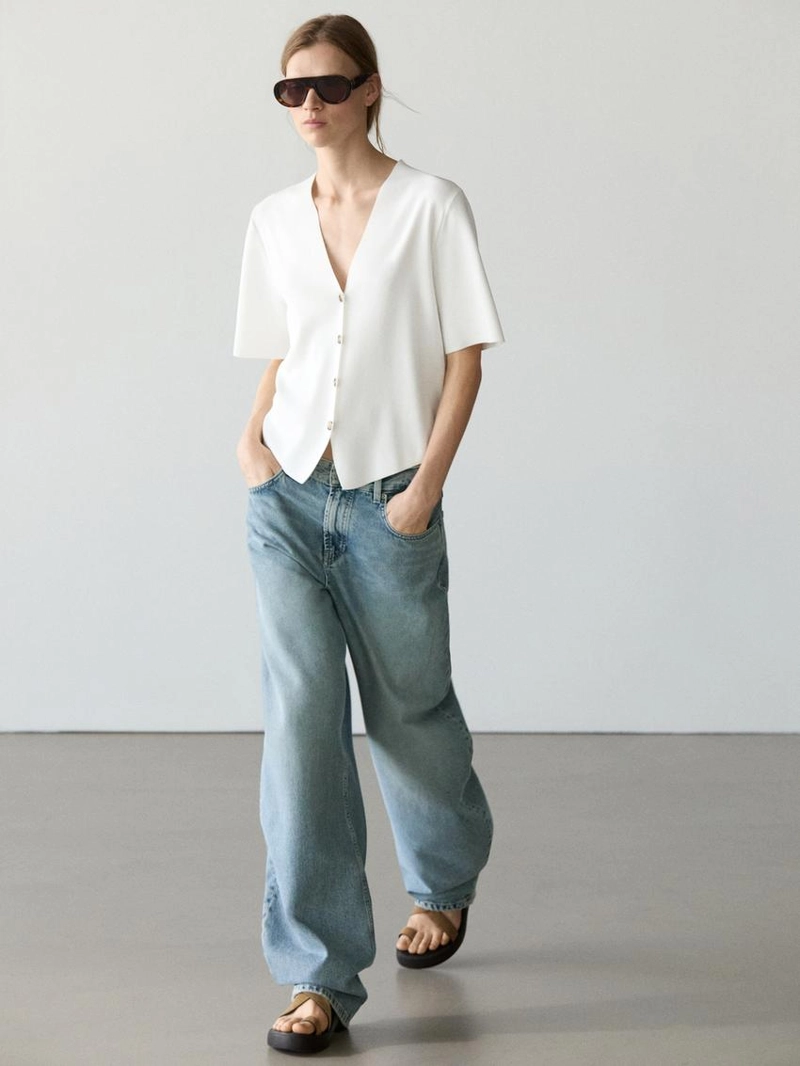 Кардиган с коротким рукавом и пуговицами