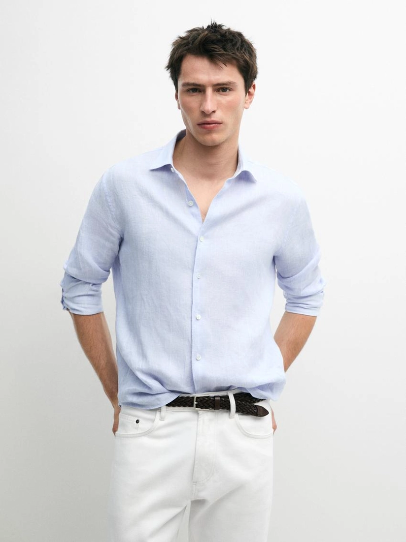 Рубашка в полоску свободного кроя из 100% льна