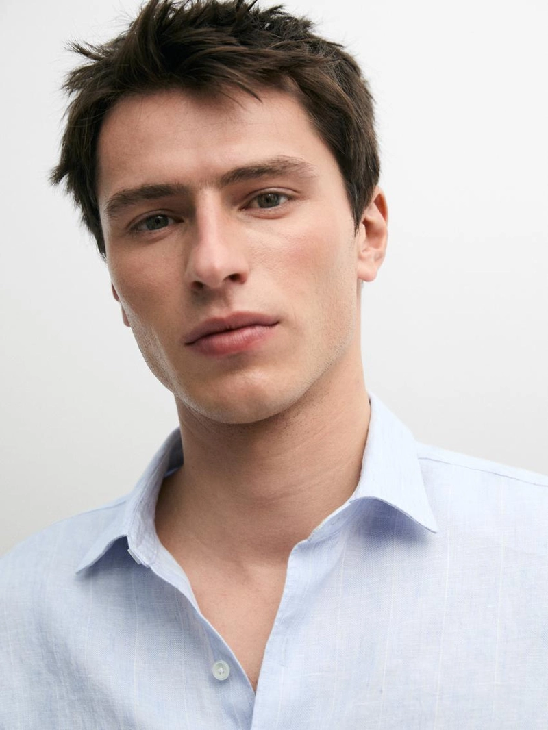 Рубашка в полоску свободного кроя из 100% льна