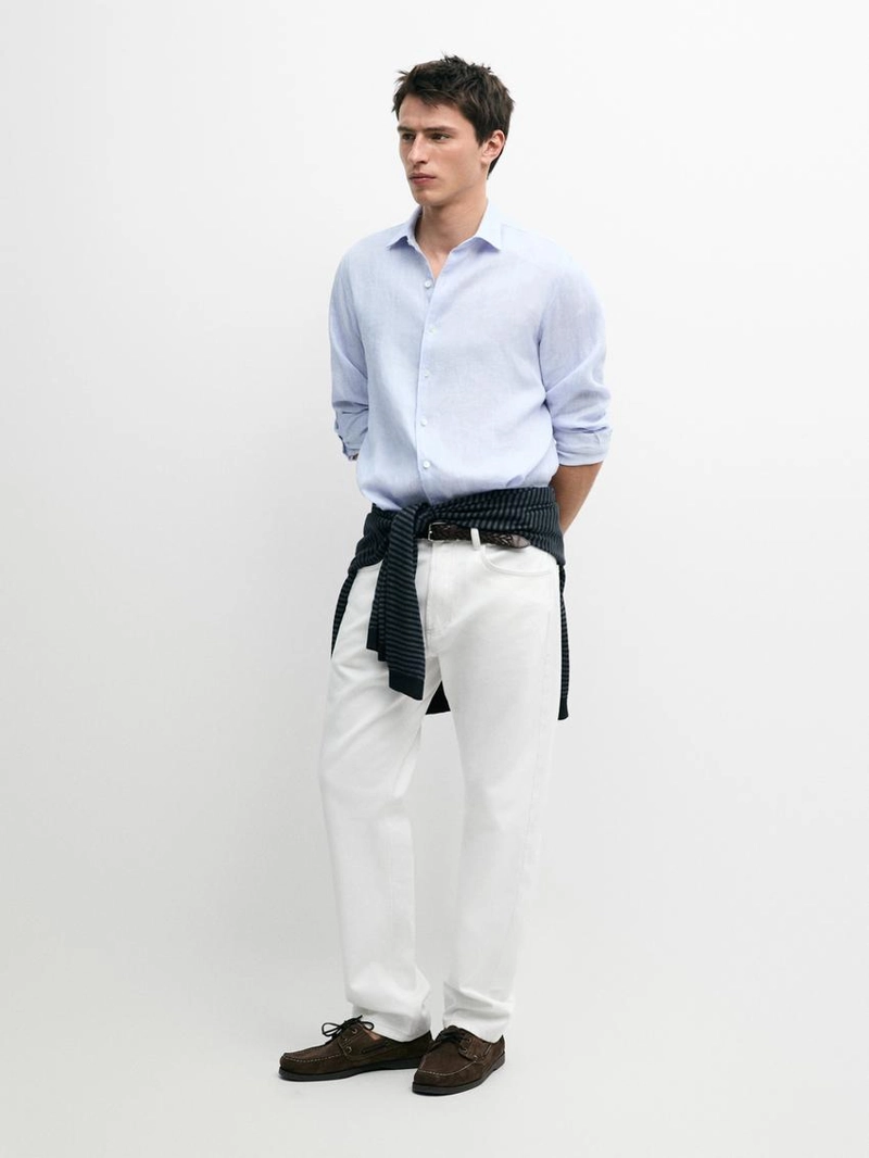 Рубашка в полоску свободного кроя из 100% льна