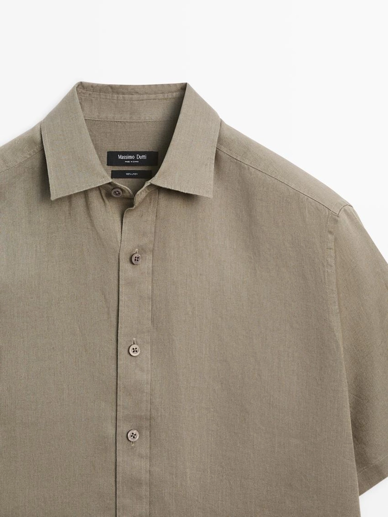 Рубашка из 100% льна с короткими рукавами