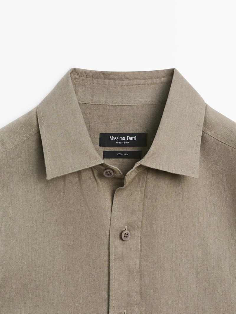 Рубашка из 100% льна с короткими рукавами