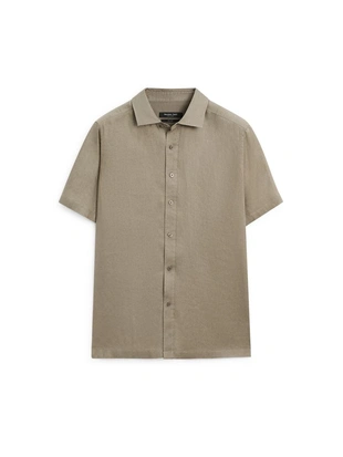 Рубашка из 100% льна с короткими рукавами- Заказать в России