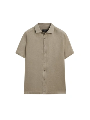 Рубашка из 100% льна с короткими рукавами- Заказать в России
