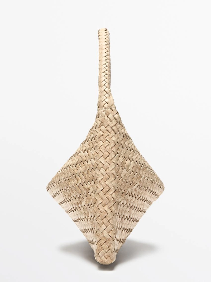 Маленькая плетеная кожаная сумка на плечо