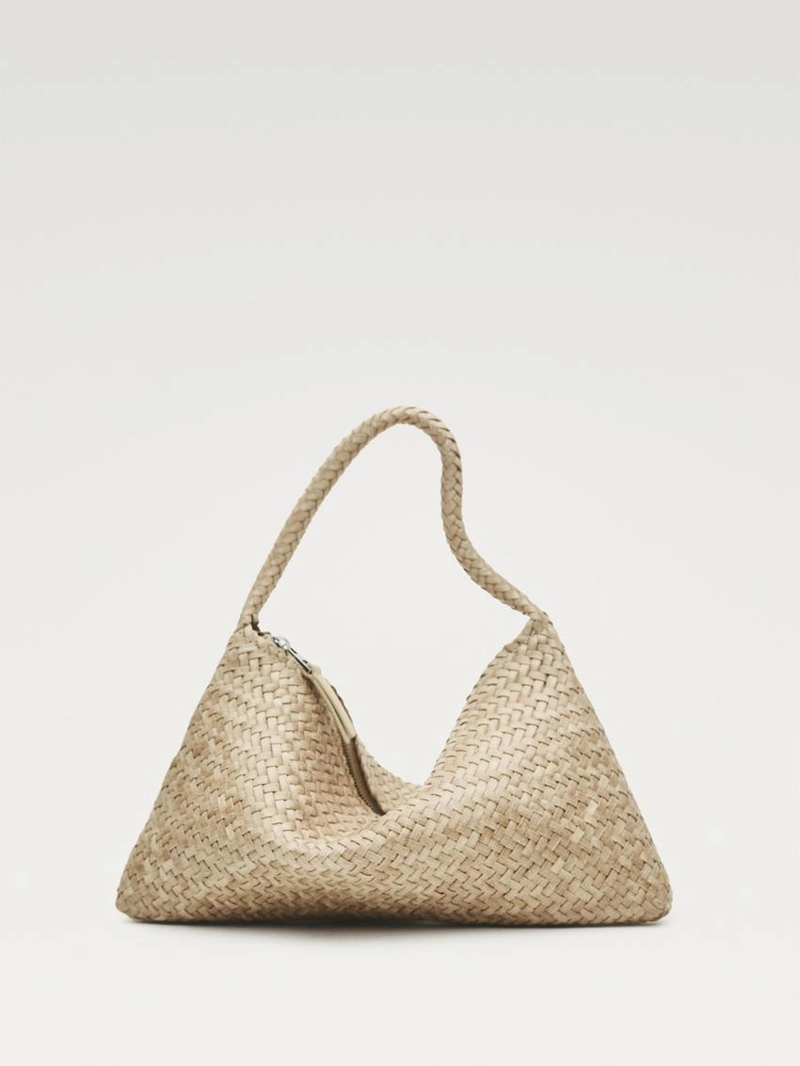 Маленькая плетеная кожаная сумка на плечо