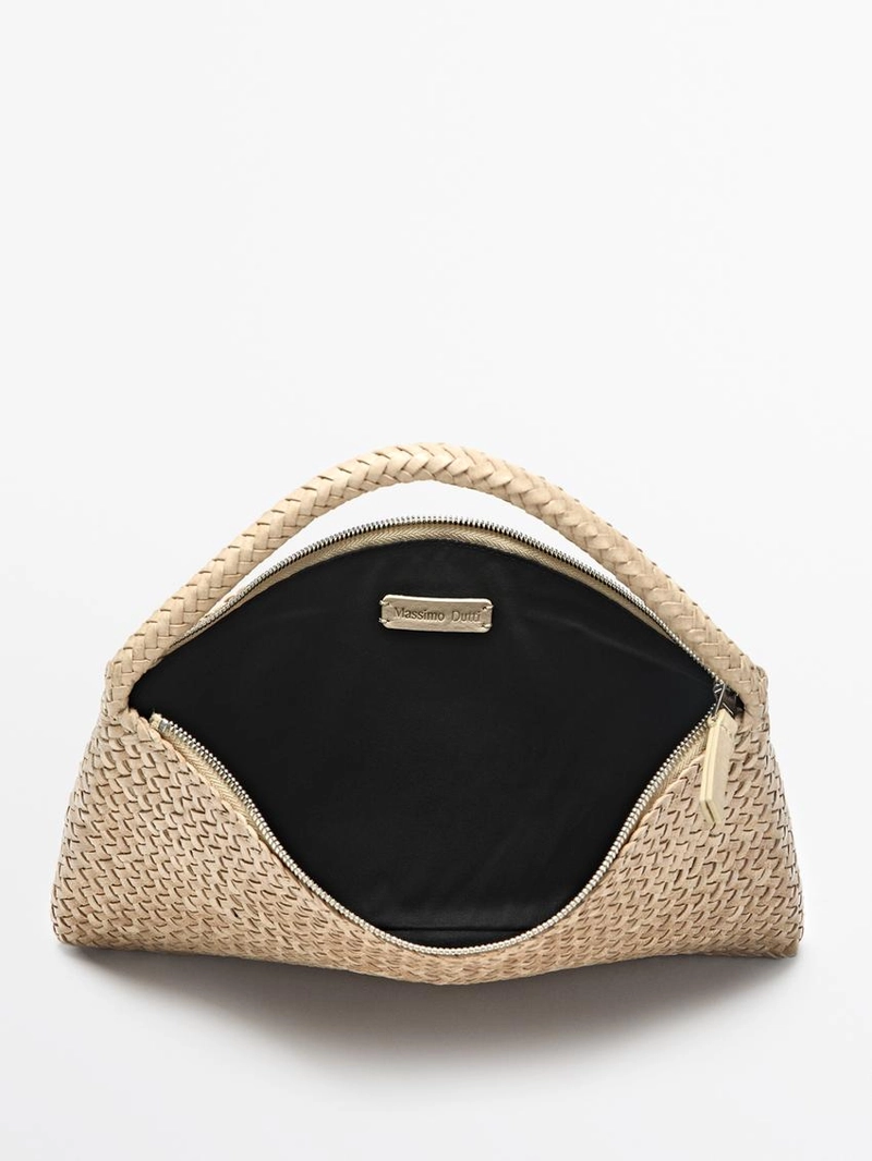 Маленькая плетеная кожаная сумка на плечо