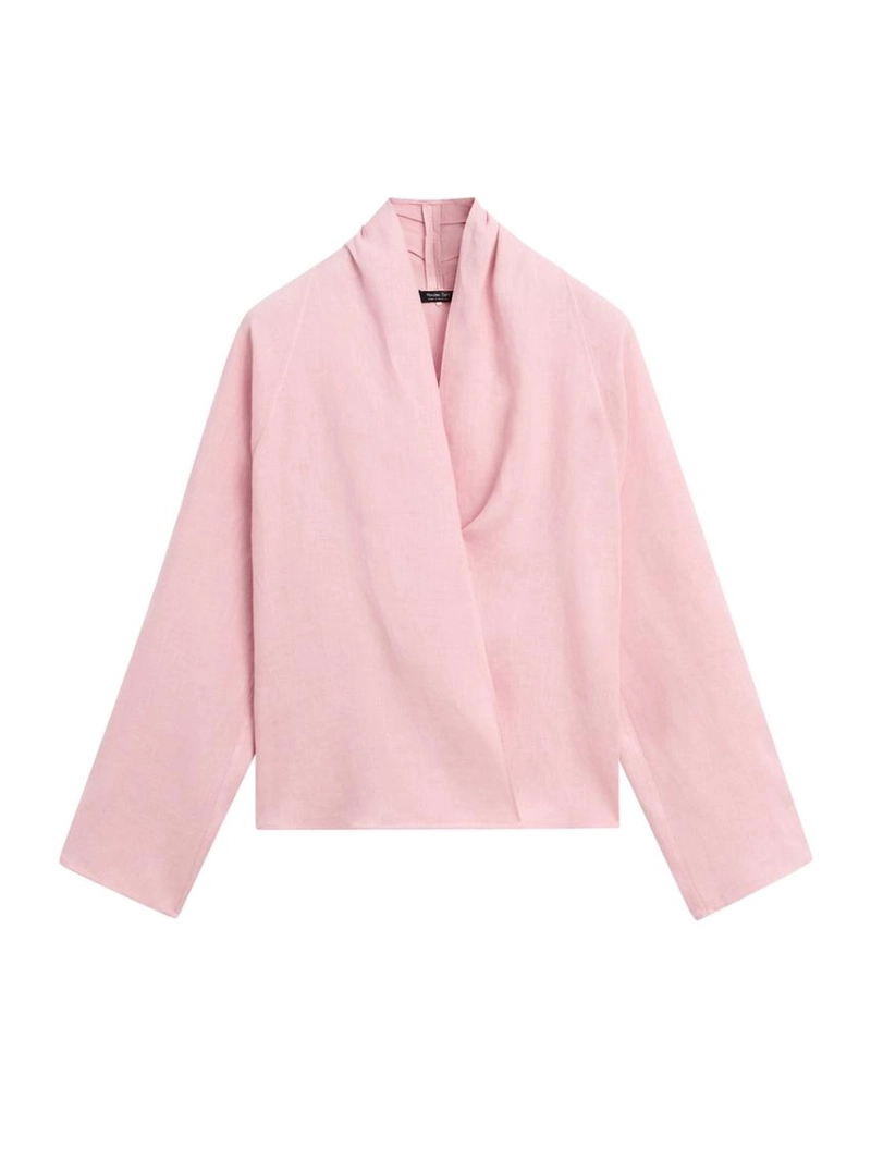 Блузка из льна свободного покроя с завязками