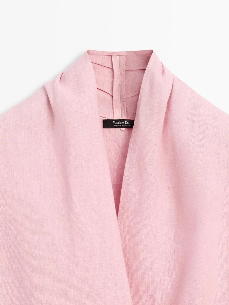 Блузка из льна свободного покроя с завязками