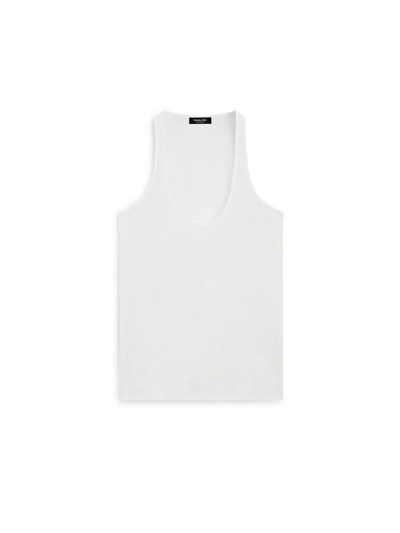 Топ на тонких бретельках из 100% льна