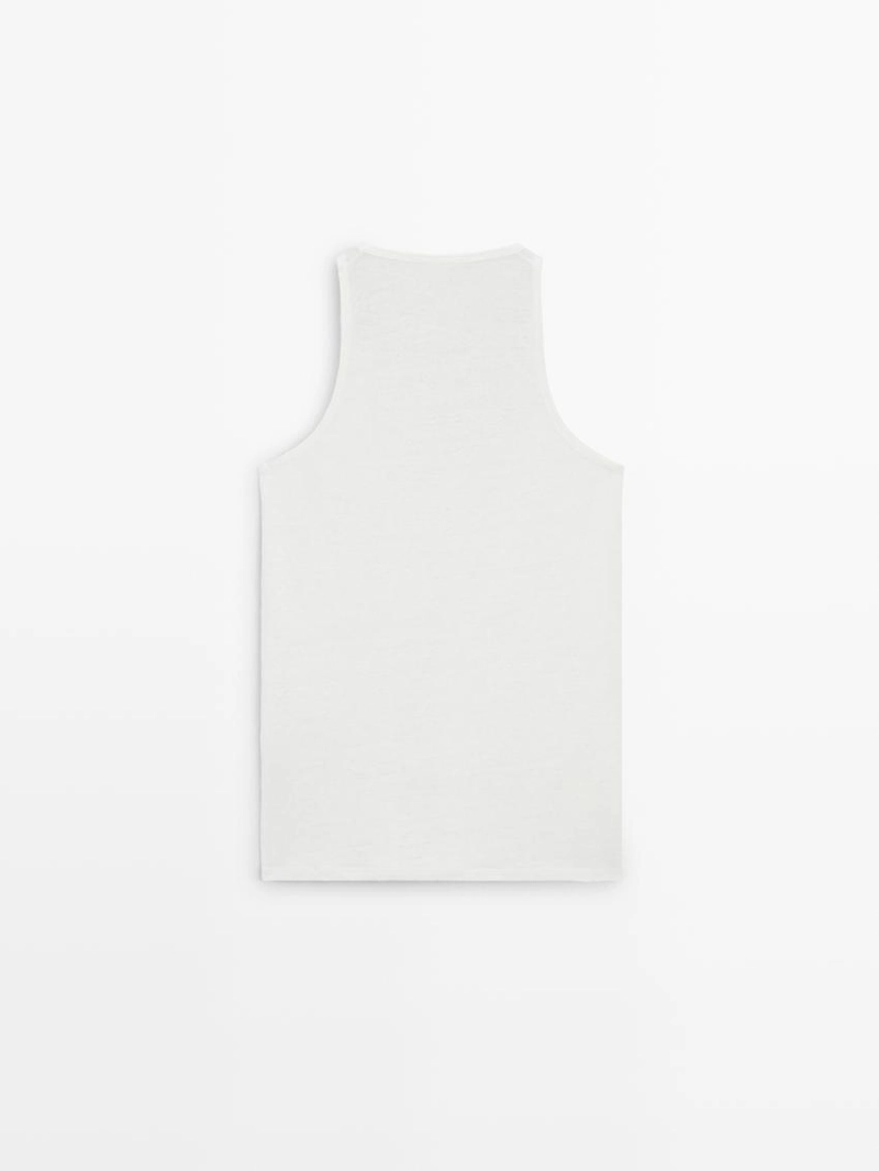 Топ на тонких бретельках из 100% льна