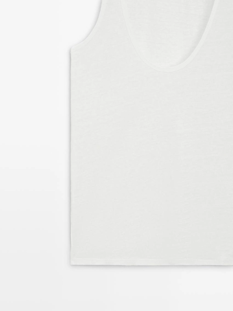 Топ на тонких бретельках из 100% льна